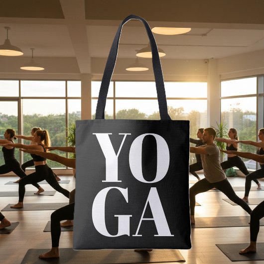 Modernes Yoga-Training für Schwarz-Weiß-Typografie Tasche