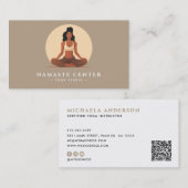 Modernes Yoga/Wellness Lotus Pose Soziales QR Code Visitenkarte (Vorne/Hinten)