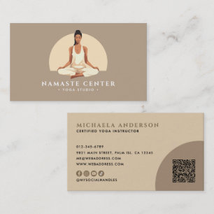Modernes Yoga/Wellness Lotus Pose Soziales QR Code Visitenkarte