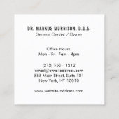 Modernes Zahnarzt-Zähne-schwarzes Logo Quadratische Visitenkarte (Rückseite)