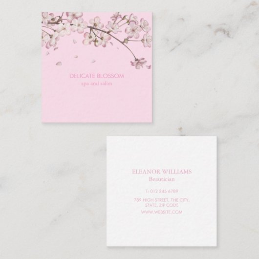 Modernes zartes Blossom, florales Pink Quadratische Visitenkarte (Vorne/Hinten)