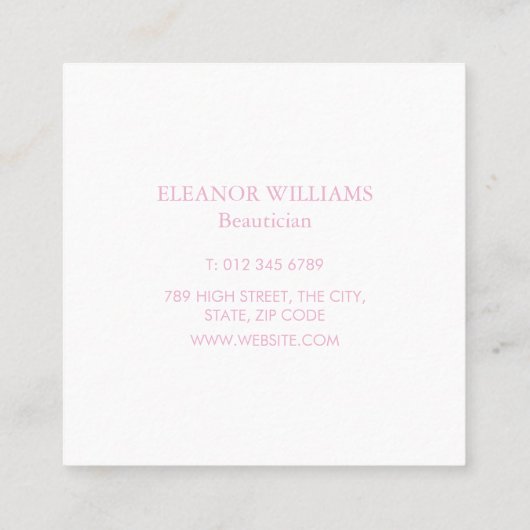 Modernes zartes Blossom, florales Pink Quadratische Visitenkarte (Rückseite)