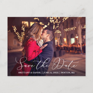 Modernes, zartes Kalligrafie Save the Date Foto Postkarte
