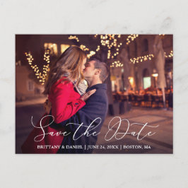 Modernes, zartes Kalligrafie Save the Date Foto Postkarte