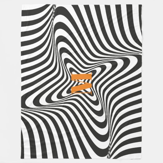 Modernes Zebra Design Retro Wave Monogramm Fleecedecke (Vorderseite)