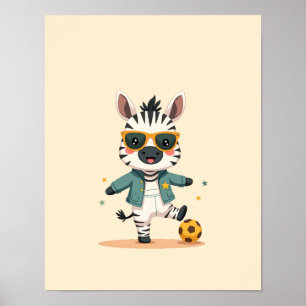 Modernes Zebra Kinderzimmer Safari Poster