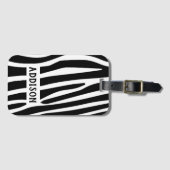 Modernes Zebra Personalisiert gestreift Gepäckanhänger (Vorderseite (Horizontal))