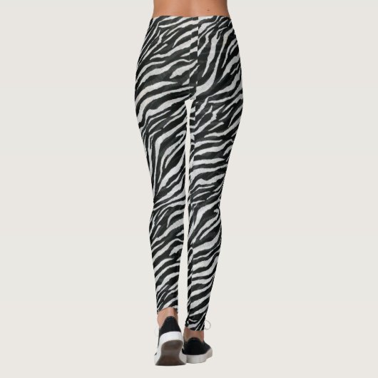 Modernes Zebra Schwarz-weiß Leggings (Rückseite)