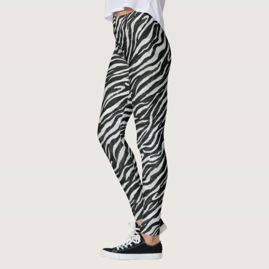 Modernes Zebra Schwarz-weiß Leggings (Links)