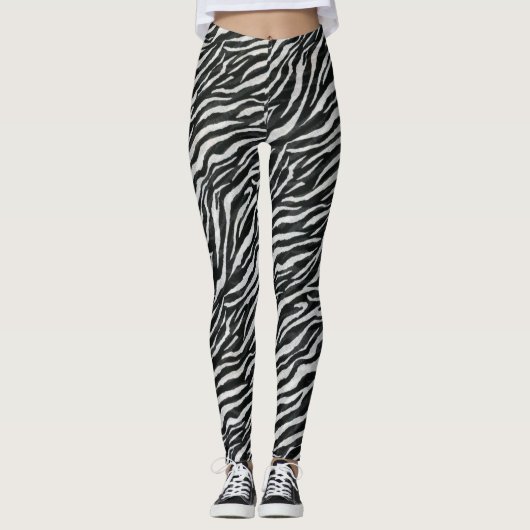 Modernes Zebra Schwarz-weiß Leggings (Vorderseite)