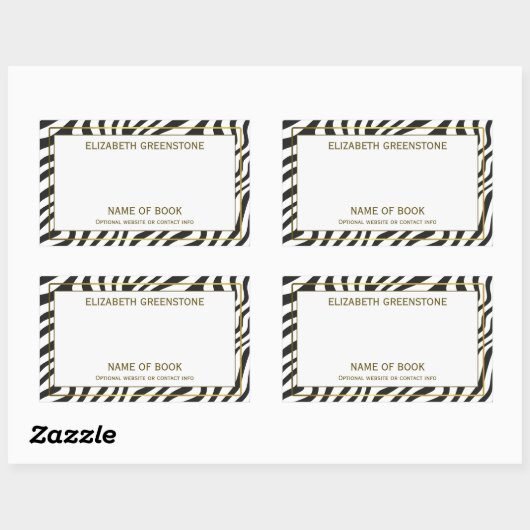Modernes Zebra Stripe Author Signature Buchzeichen Rechteckiger Aufkleber (Blatt)