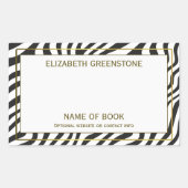 Modernes Zebra Stripe Author Signature Buchzeichen Rechteckiger Aufkleber (Vorderseite)