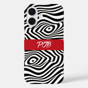 Modernes Zebra Stripe iPhone Case - Bold Monogram