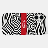 Modernes Zebra Stripe iPhone Case - Bold Monogram (Rückseite (Horizontal))