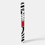 Modernes Zebra Stripe iPhone Case - Bold Monogram (Rückseite / Links)