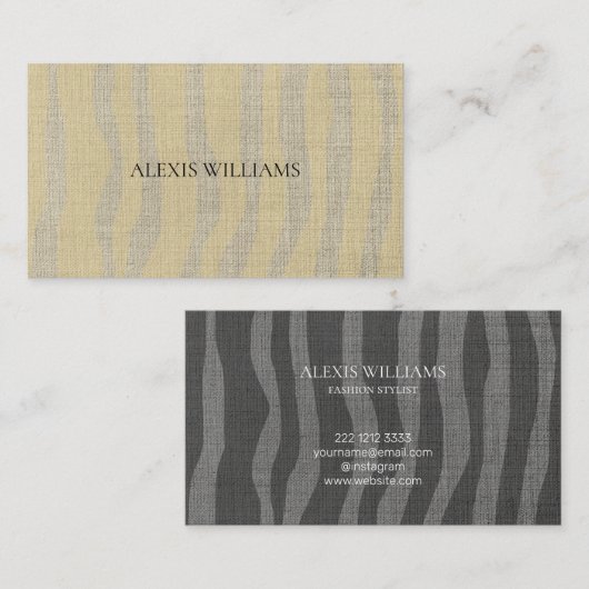 Modernes Zebra-Tiermuster Beruflich Visitenkarte (Vorne/Hinten)