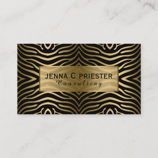 Modernes Zebrastreifen-Muster aus schwarzem und go Visitenkarte (Vorderseite)