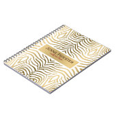Modernes Zebrastreifen-Muster aus Weiß und Gold Notizblock (Linke Seite)