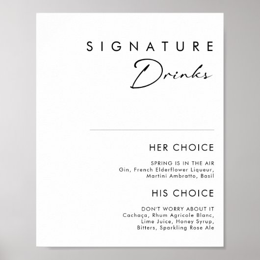 Modernes Zeichen für Minimalistische Signaturen Poster (Vorne)
