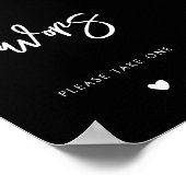 Modernes Zeichen für schwarze Gastgeschenke Hochze Poster (Ecke)