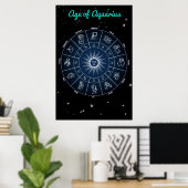 Modernes Zeitalter des Aquarius Zodiac Wheel Quote Poster (Heimbüro)
