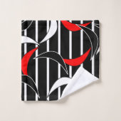 Modernes zeitgenössisches abstraktes schwarzes badhandtuch set (Waschlappen)