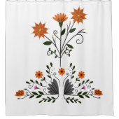 Modernes zeitgenössisches Blumenweiß Duschvorhang (Vorderseite)