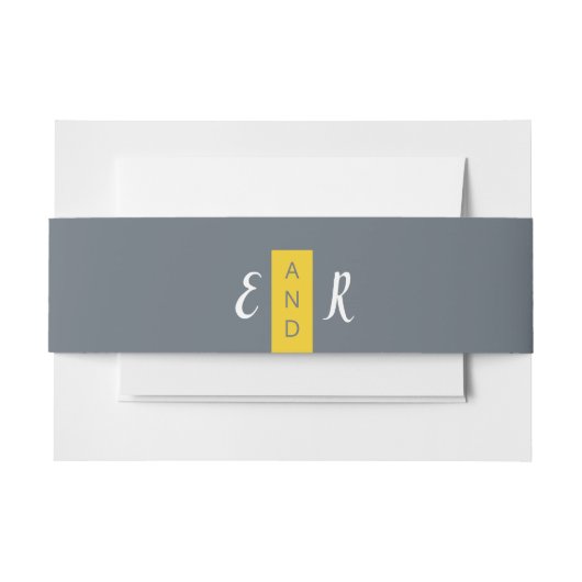 Modernes, zeitgenössisches Grau-Gelb-Hochzeitsmono Einladungsbanderole (Vorderseite Beispiel)