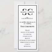 Modernes zeitloses Schwarz-Weiß-Hochzeitsprogramm (Vorderseite)