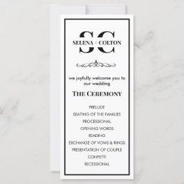 Modernes zeitloses Schwarz-Weiß-Hochzeitsprogramm