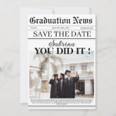 Modernes Zeitungs-Abschluss einzigartiges Foto Save The Date (Vorderseite)