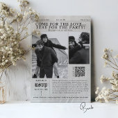 Modernes Zeitungs-Foto QR Code Hochzeitseinladung Einladung