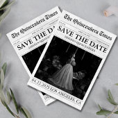 Modernes Zeitungsquinceñera-Foto Save the Date Einladung