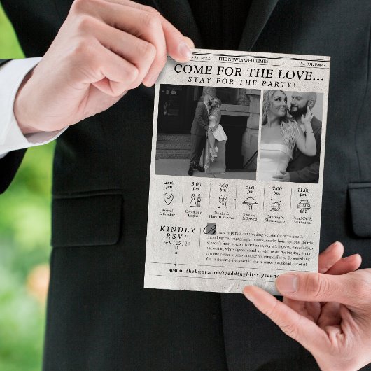Modernes Zeitungszeitschrift-Foto für Hochzeiten Einladung
