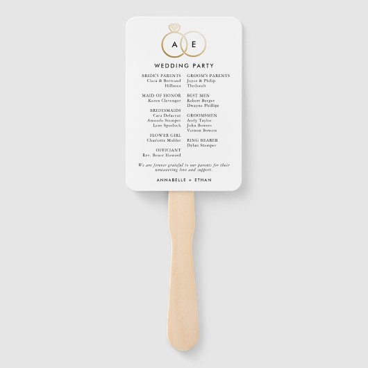 Modernes Zeremonie-Programm für Goldene Hochzeiten Fächer (Rückseite)