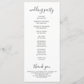 Modernes Zeremonie-Programm für Weiße Hochzeit Programm (Rückseite)