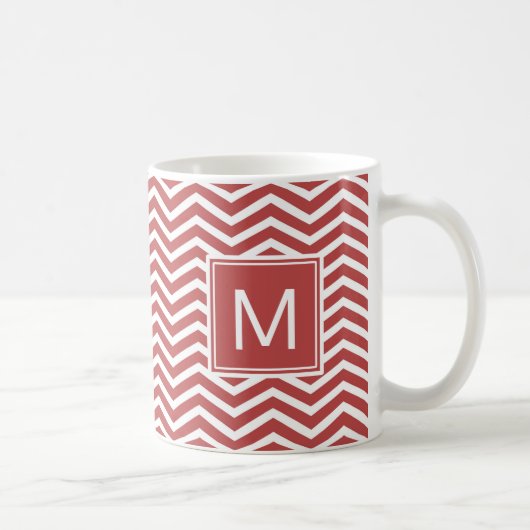 Modernes Zickzack Aurora-Muster mit Monogramm Kaffeetasse (Rechts)