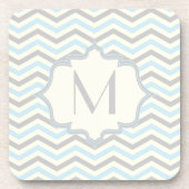 Modernes Zickzack Babyblau, grau, Elfenbeinmuster Untersetzer (Vorderseite)