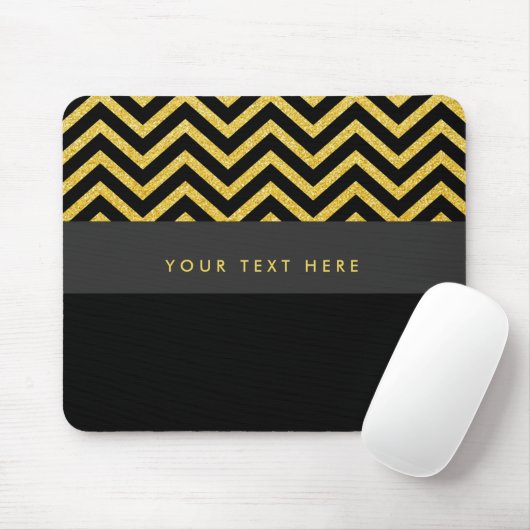 Modernes Zickzack Black & Gold Mouse-Pad Mousepad (Mit Mouse)