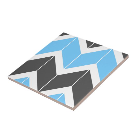 Modernes Zickzack Blaugraues Herringbone-Muster Fliese (Seite)