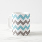 Modernes Zickzack blaugraues Muster Kaffeetasse (Vorderseite Links)