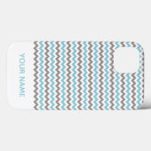Modernes Zickzack blaugraues Muster mit Name Case-Mate iPhone Hülle (Rückseite (Horizontal))