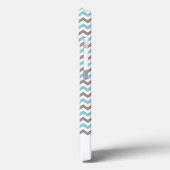 Modernes Zickzack blaugraues Muster mit Name Case-Mate iPhone Hülle (Rückseite / Links)