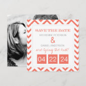 Modernes Zickzack Coral Save the Date (Vorne/Hinten)