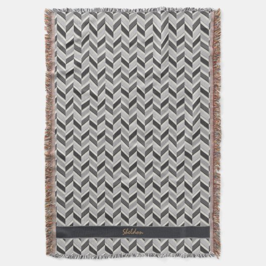 Modernes Zickzack geometrisches Monogramm Decke (Vorderseite Vertikal)