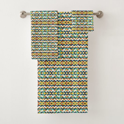 modernes Zickzack geometrisches Muster Badhandtuch Set (Insitu)