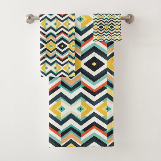 modernes Zickzack geometrisches Muster Badhandtuch Set (Insitu)