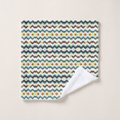 modernes Zickzack geometrisches Muster Badhandtuch Set (Waschlappen)