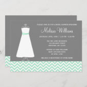 Modernes Zickzack Gown Minze Grau Brautparty Einladung (Vorne/Hinten)