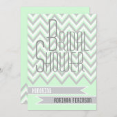 Modernes, Zickzack, graues, minztes Hochzeitsfest- Einladung (Vorne/Hinten)